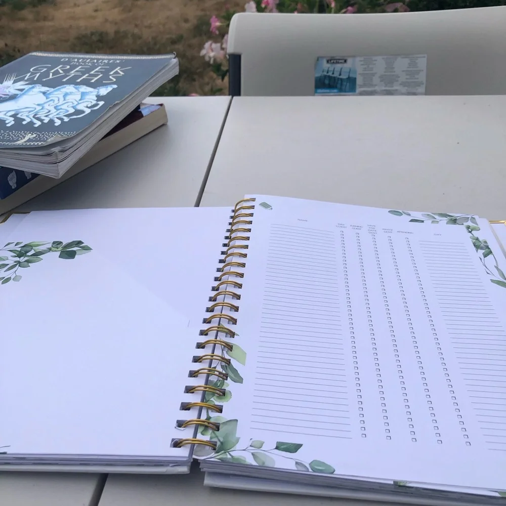 Kate Aspen White & Green Wedding Planner with Gold Accents